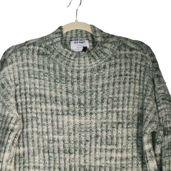 Old Navy Tunic Sweater Women Medium Marled Green Mock Neck Wool Blend Oversized - Picture 2 of 6